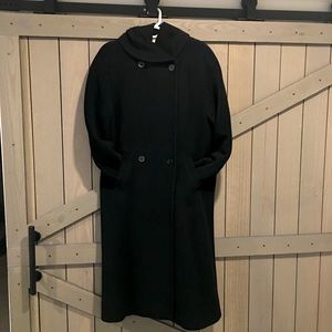 Bill Blass button up long black wool coat